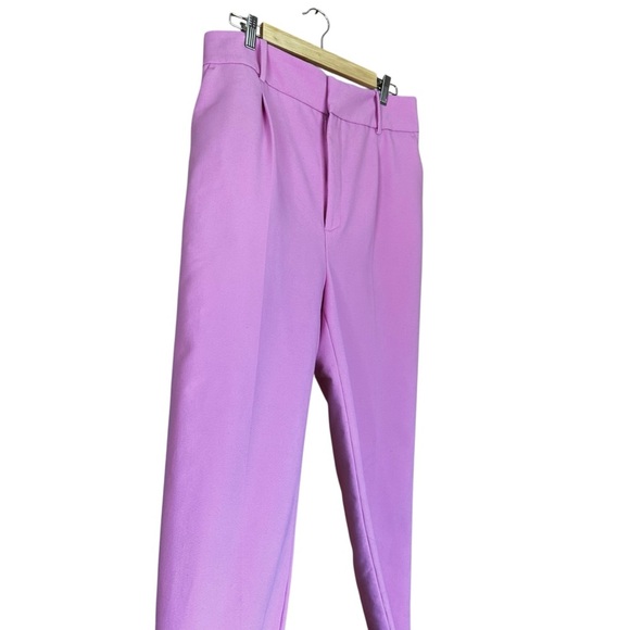 Zara High Waisted Pink Trouser Pants Cropped Ankle XL - Picture 4 of 8